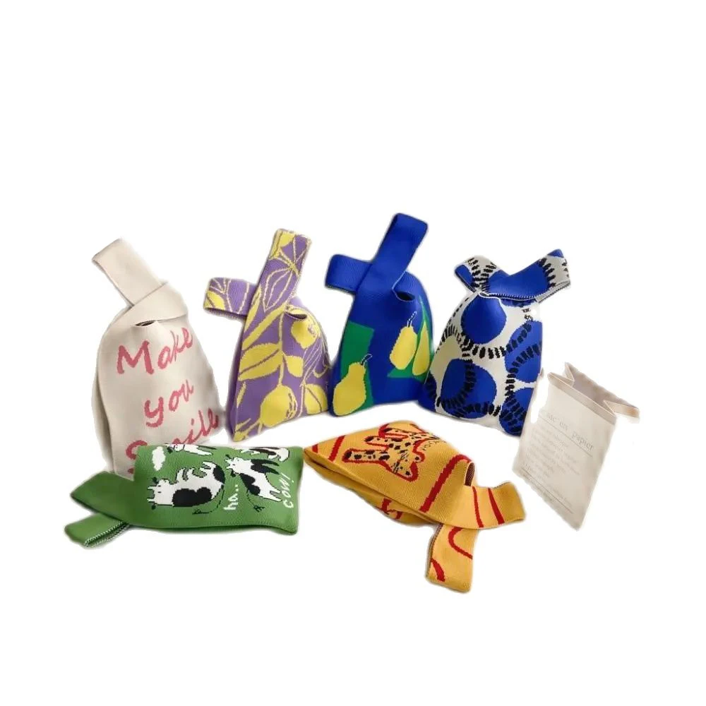 고양이 니트 핸드백 패션 니트 수제 쇼핑백, 대용량 매듭 손목 가방 title=고양이 니트 핸드백 패션 니트 수제 쇼핑백, 대용량 매듭 손목 가방 