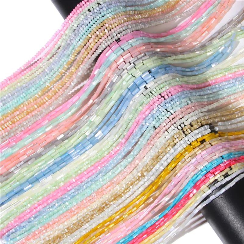 다채로운 천연 담수 쉘 비드 튜브 Rondelle 스페이서 비즈 쥬얼리 Making7.5