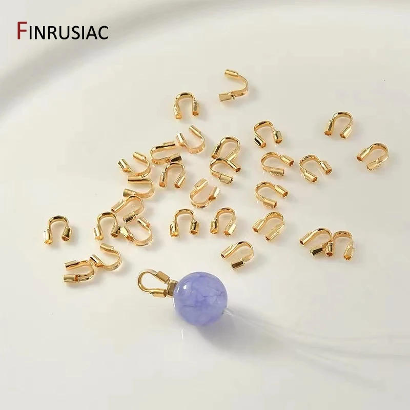 보석 만들기위한 14/18K 골드 도금 황동 와이어 보호기, 와이어 가디언 코드 보호기 U 모양 걸쇠 커넥터 DIY 액세서리