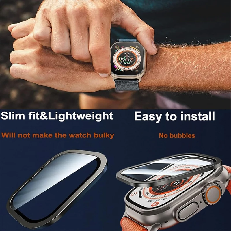 Apple Watch Ultra 2 용 알루미늄 합금 케이스 + 강화 유리 iWatch Ultra 49mm 커버 필름 용 49mm 스크래치 방지 화면 보호기
