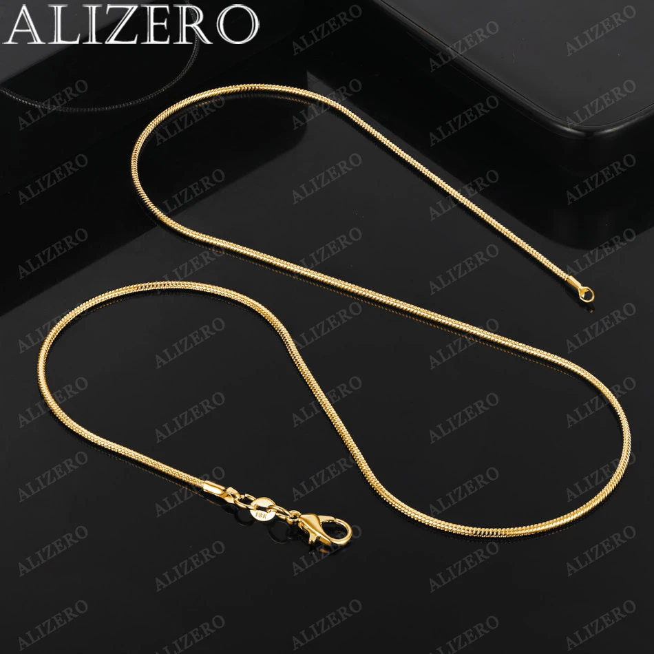 ALIZERO 18K 골드 2mm 스네이크 체인 목걸이 16/18/20/22/24/26/28/30 인치 여성 남성 패션 파인 쥬얼리 선물 title=ALIZERO 18K 골드 2mm 스네이크 체인 목걸이 16/18/20/22/24/26/28/30 인치 여성 남성 패션 파인 쥬얼리 선물 