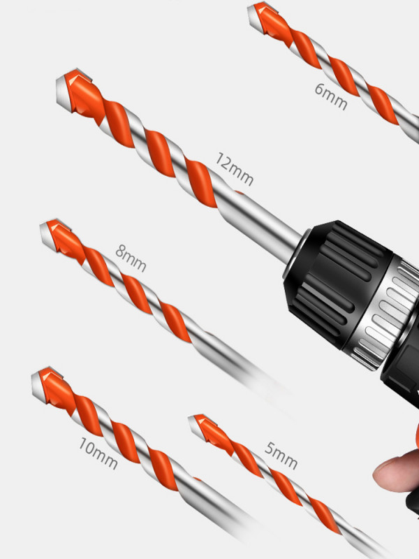 3-12mm 스레드 삼각형 텅스텐 강철 벽 타일 콘크리트 드릴링 비트 가정용 대리석 대 군주 다이아몬드 핸드 전기 드릴