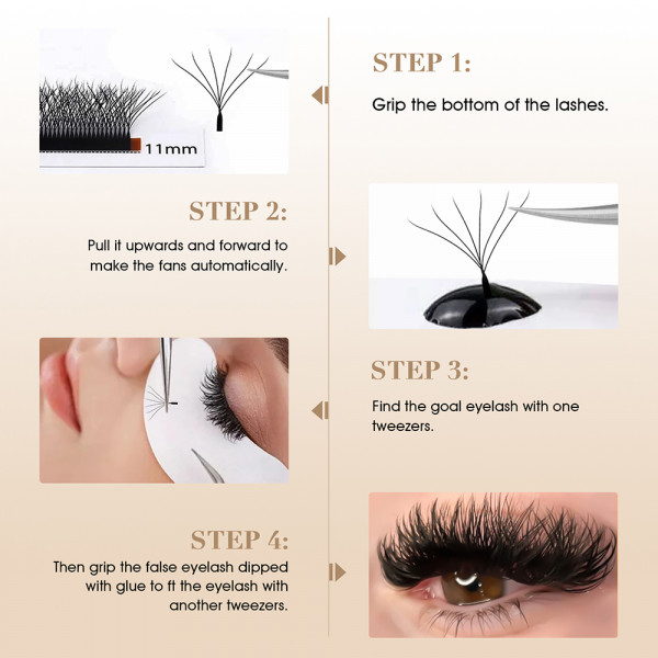 MASSCAKU Natural Look Matte Dark Black 4D 6D 10D W 스타일 속눈썹 모든 사이즈 프리미엄 벨벳 섬유 W 모양의 속눈썹 뷰티 살롱용