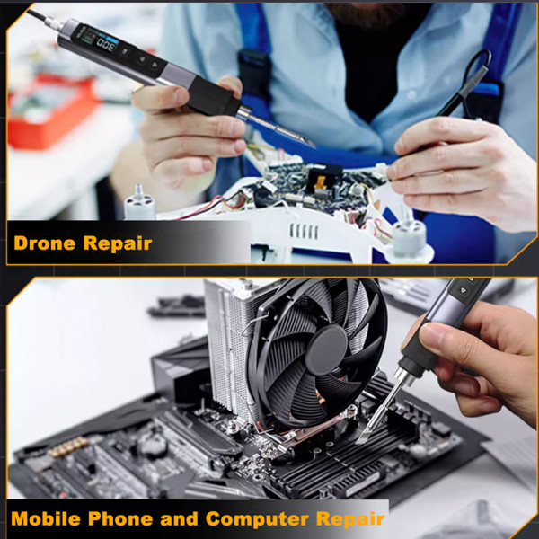 FNIRSI HS-02 납땜 인두 스마트 슬립 IPS 컬러 디스플레이 화면 100-450 ℃ 납땜 재작업 스테이션 PD100W 휴대용 수리 도구