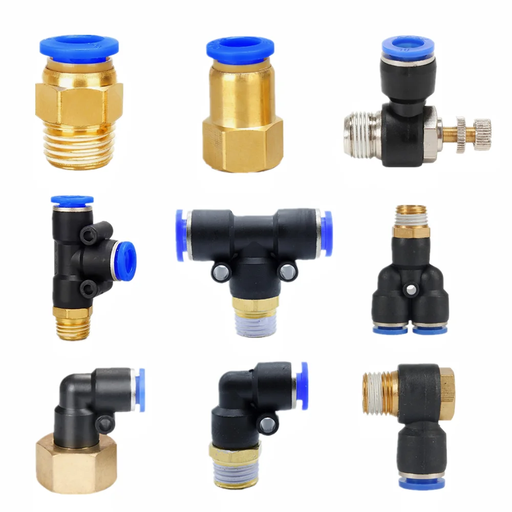 공압 공기 커넥터 피팅 PC/PCF/PL/PLF 4mm 6mm 8mm 나사 1/8