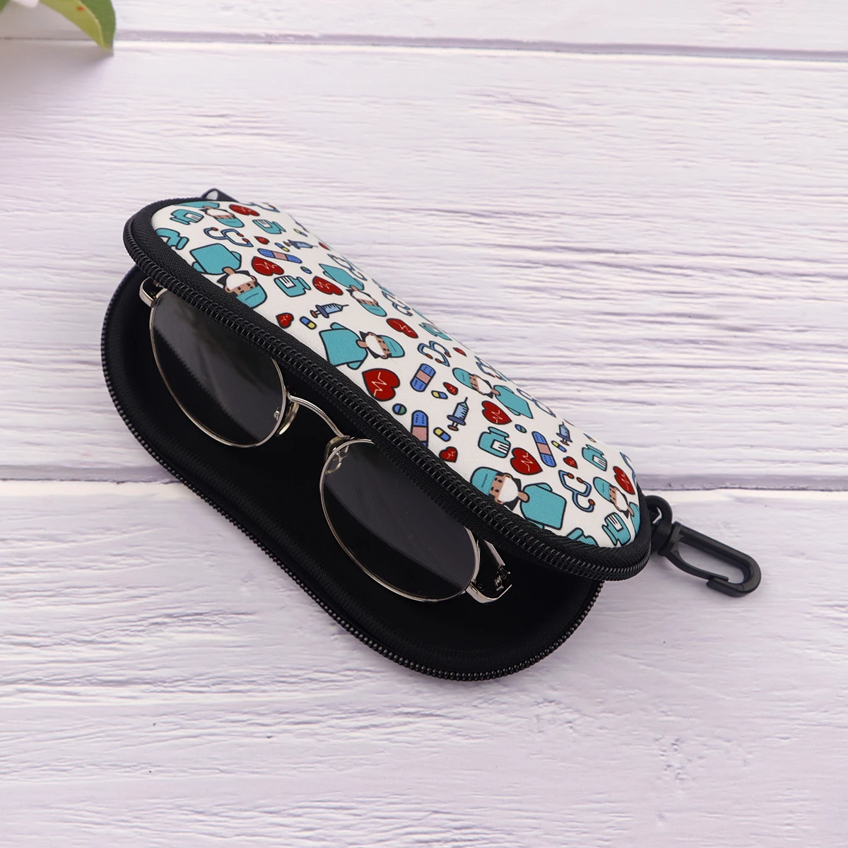 일본 파도 아트 안경 케이스 커버 선글라스 케이스 간호사 의사 안경 상자 지퍼 레인보우 휴대용 안경 케이스