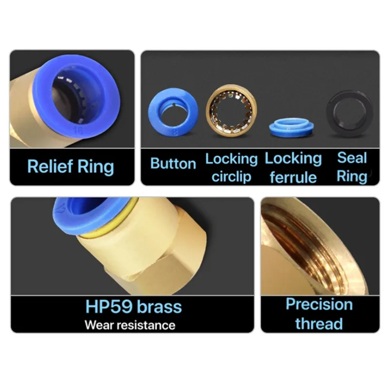 공압 공기 커넥터 피팅 PC/PCF/PL/PLF 4mm 6mm 8mm 나사 1/8