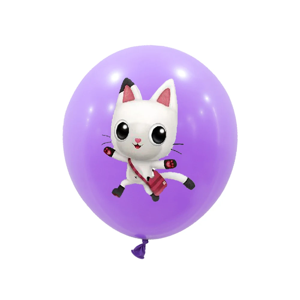 15pcs 12 인치 개비 인형 집 고양이 라텍스 스팽글 풍선 세트 베이비 샤워 파티 풍선 장식 소녀 생일 파티 용품