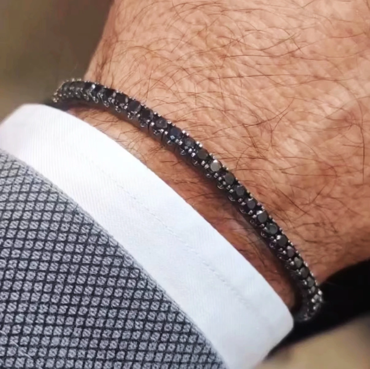 클래식 펑크 스테인레스 스틸 링크 체인 매력 팔찌 남자 골드 블랙 실버 컬러 지르콘 테니스 팔찌 여성을위한 보석 선물