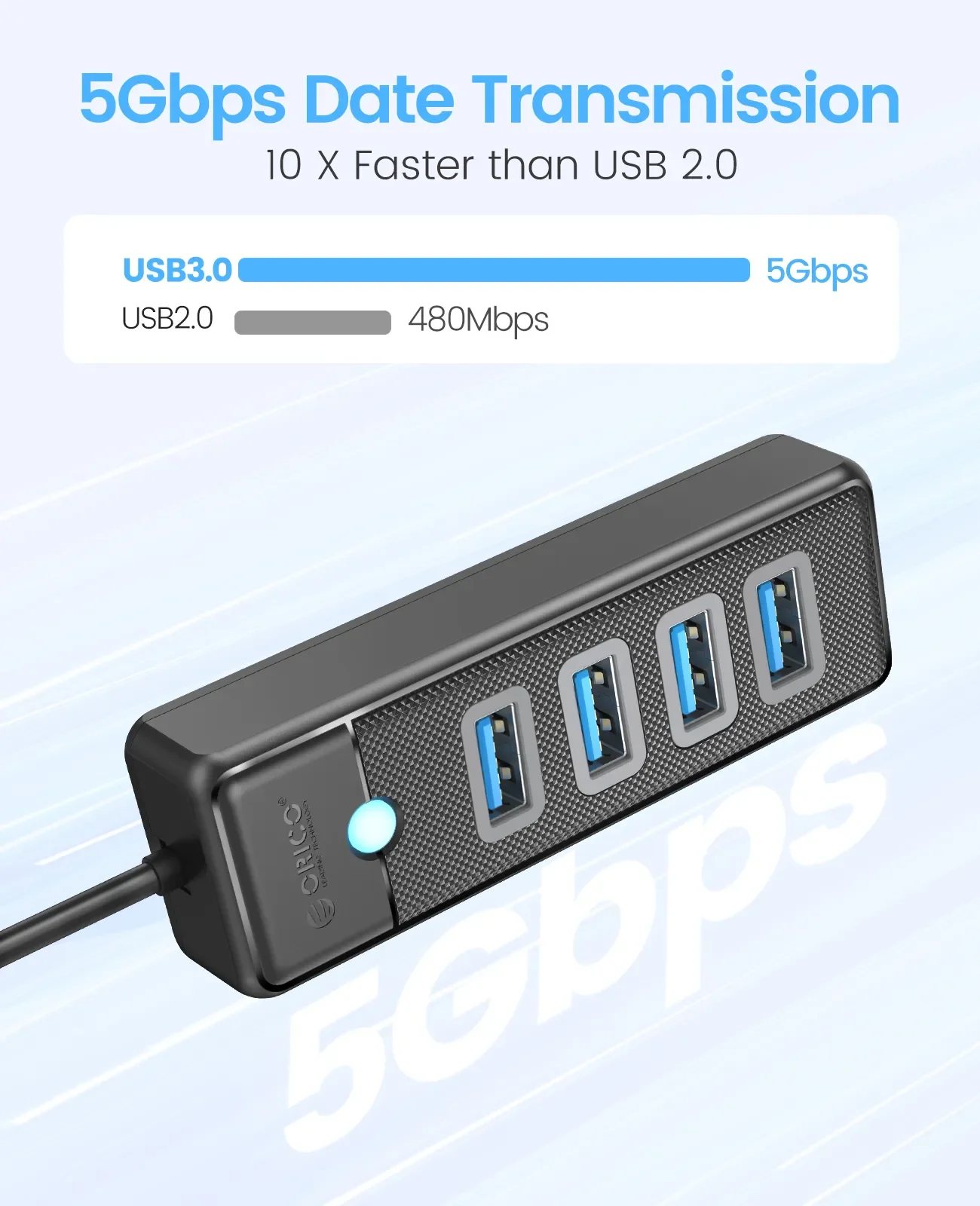 ORICO 멀티 C타입 분배기, USB 3.0 허브, 고속 OTG 어댑터, PC 컴퓨터 액세서리, 맥북 프로용, 4 포트, 5Gbps