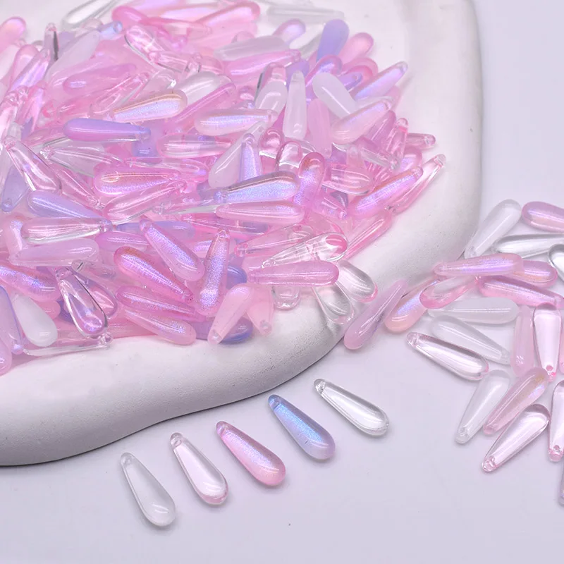 물방울 모양 체코 유리 비즈, DIY 쥬얼리 파인딩, 물방울 유리 느슨한 비즈, 쥬얼리 제작 목걸이, 7x22mm, 30, 60 개