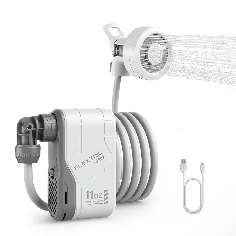 FLEXTAIL 야외 캠핑 샤워 휴대용 전기 샤워 펌프 IPX7 야외 샤워, 세차, 식기 세척, 애완 동물 방수 title=FLEXTAIL 야외 캠핑 샤워 휴대용 전기 샤워 펌프 IPX7 야외 샤워, 세차, 식기 세척, 애완 동물 방수