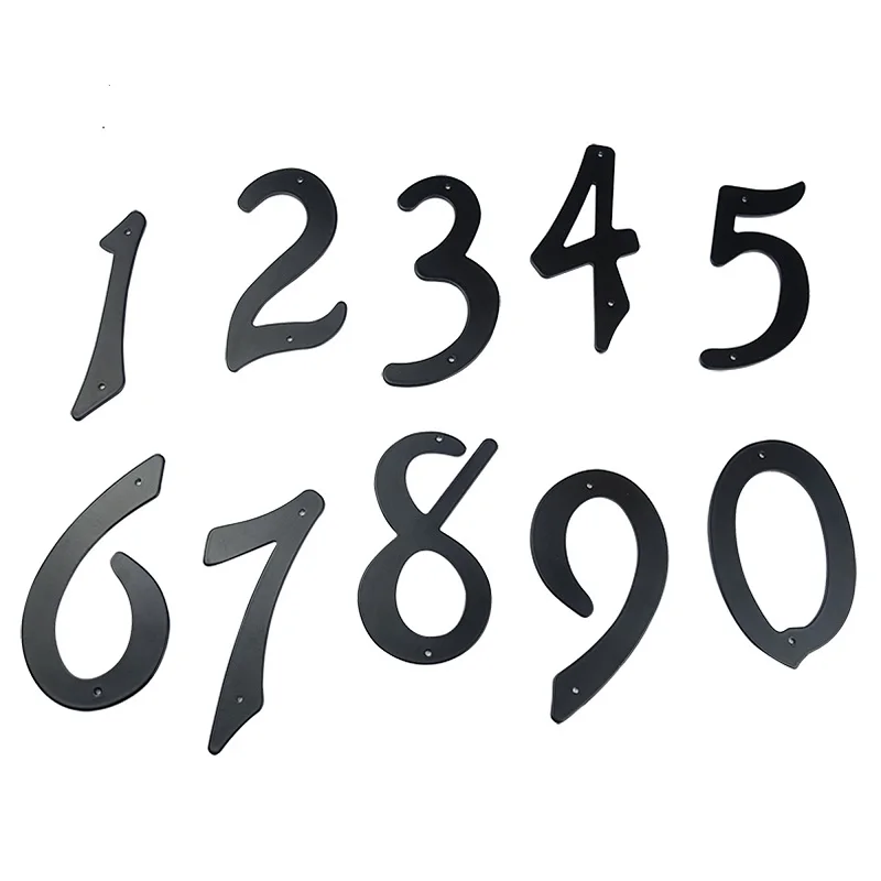 1pc 블랙 101mm 외부 집 번호 야외 4 인치 알루미늄 합금 아파트 문 번호 사서함 주소 기호 # 0-9 나사 포함