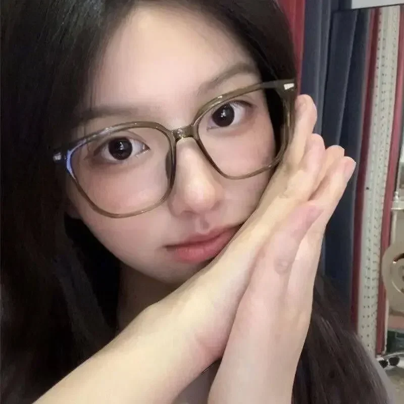 완성 된 숙녀 근시 안경 레트로 안티 블루 라이트 차단 시력 안경 광학 처방 근시 안경