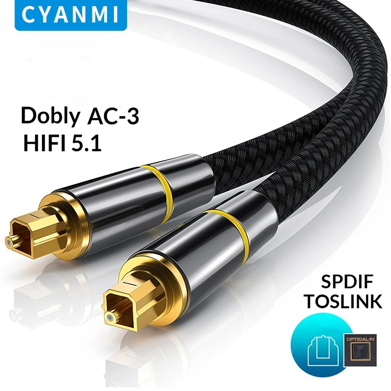 CYANMI HIFI 5.1 디지털 광학 오디오 케이블, 증폭기용 Toslink SPDIF 동축 케이블, 블루레이 Xbox 360 PS4 사운드바 광섬유 케이블 title=CYANMI HIFI 5.1 디지털 광학 오디오 케이블, 증폭기용 Toslink SPDIF 동축 케이블, 블루레이 Xbox 360 PS4 사운드바 광섬유 케이블