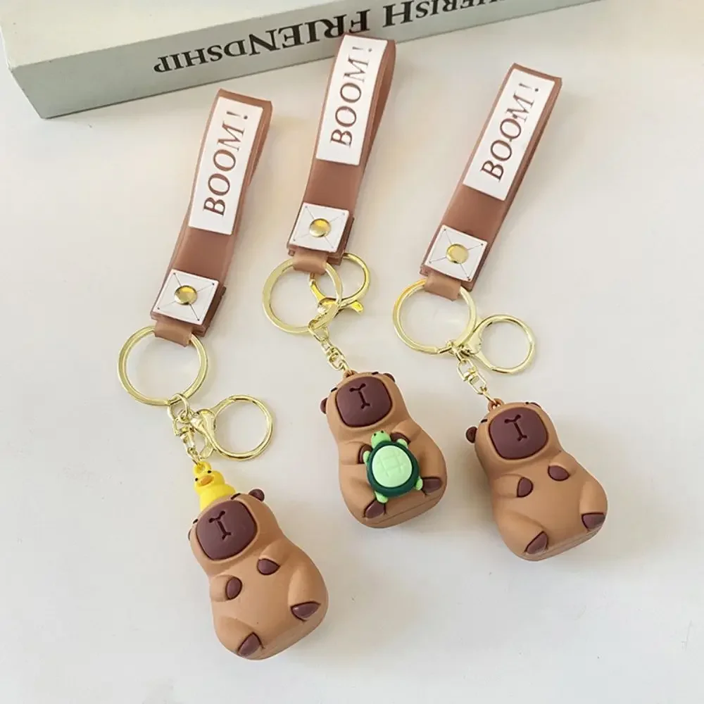 자동차 키 체인에 대 한 크리 에이 티브 귀여운 Capybara 키 체인 애니메이션 만화 Capibala 펜 던 트 여성 인형 열쇠 고리 매력 휴일 선물 쥬얼리