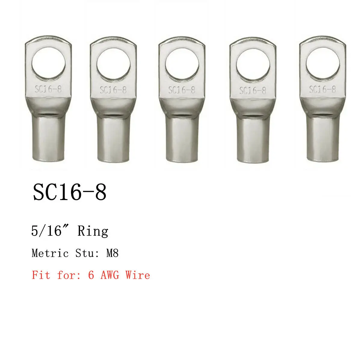 100/50/25/10PCS 4-25mm 구색 주석 도금 구리 러그 링 압착 단자 배터리 와이어 용접 케이블 커넥터 키트