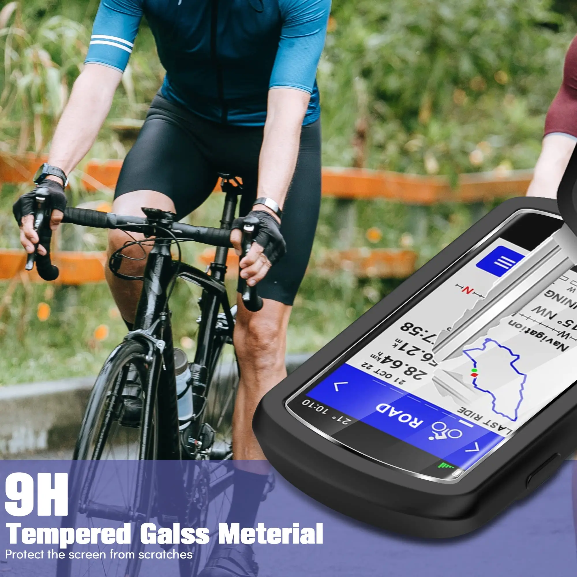 Garmin Edge 1040 화면 보호기 용 2PCS 강화 유리 + 케이스 안티 스크래치 필름 및 부드러운 실리콘 보호 커버 액세서리