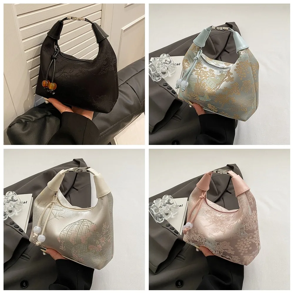 자수 중국 스타일 핸드백 지퍼 캔버스 완두콩 지갑, 조절 가능한 럭셔리 치파오 가방 작업, 4 색