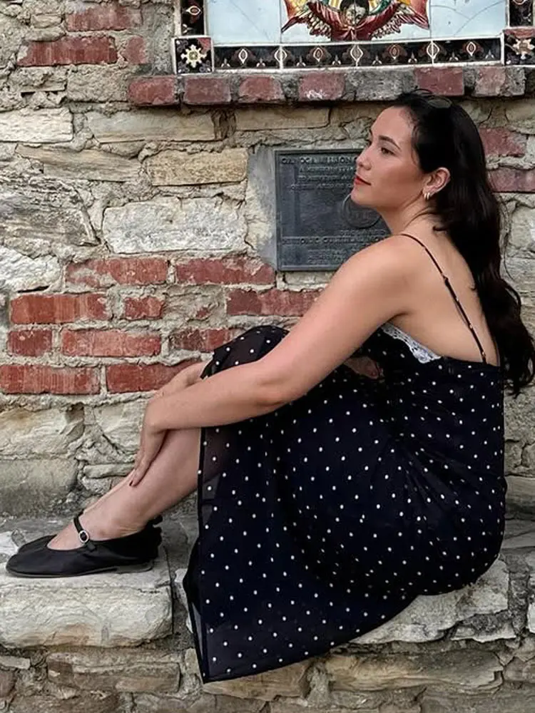 여성용 토시 레이스 V넥 패치워크 맥시 원피스, 등 없는 하이 웨이스트 슬림 스파게티 대비 파티 원피스, 여성 용수철 롱 원피스