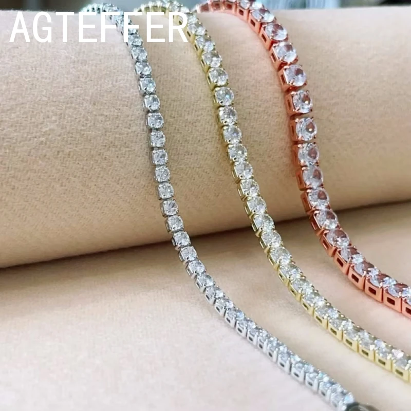 새로운 925 스털링 실버 힙합 패션 여성 테니스 팔찌 로즈 골드 빛나는 큐빅 지르코니아 팔찌 웨딩 쥬얼리 선물