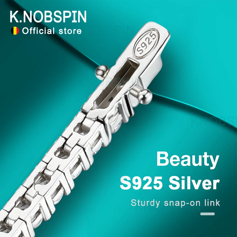 KNOBSPIN 4mm D 컬러 모이사나이트 테니스 팔찌 925 스털링 실버 도금 여성용 18k 화이트 골드 팔찌 남자 스파클링 파티 쥬얼리 도매, 3년 애프터 서비스 보증 제공