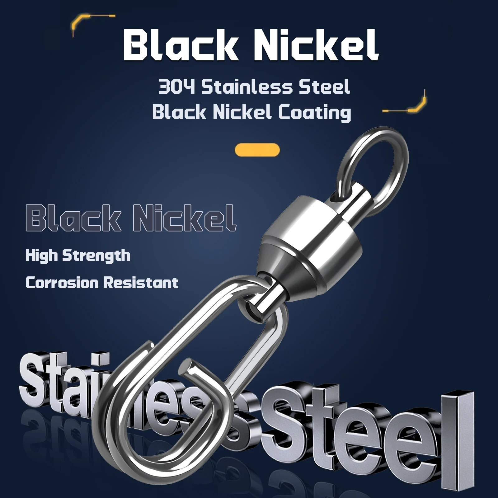 9KM 낚시 회전 스냅 클립 볼 베어링 회전 바닷물 25~100Pcs 헤비 듀티 스테인레스 스틸 낚시 커넥터-독점