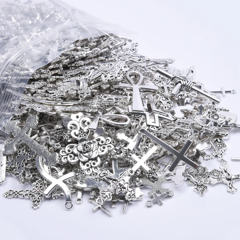 10/20/30 개/몫 쥬얼리에 대 한 금속 실버 컬러 크로스 매력 만들기 용품 그리스도 액세서리 수 제 여성/남성 펜 던 트 매력