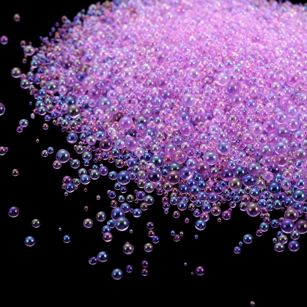 10/20g 0.4-3mm 미니 버블 볼 비즈 실리콘 몰드 용 작은 유리 구슬 수지 충전 UV 수지 에폭시 필러 DIY 네일 아트 장식