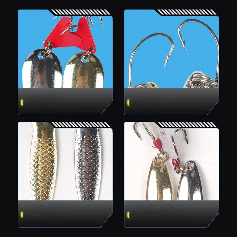 낚시 미끼 키트 16 개 세트 트롤링 지그 루어 금속 스푼베이스 파이크 크랭크 태클 액세서리 박스 워블러 키트