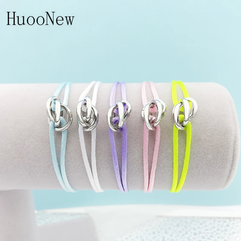 새로운 뜨거운 스테인레스 스틸 팔찌 3 금속 버클 리본 레이스 업 체인 여성을위한 여러 가지 빛깔의 조절 가능한 크기 팔찌 남자 남여