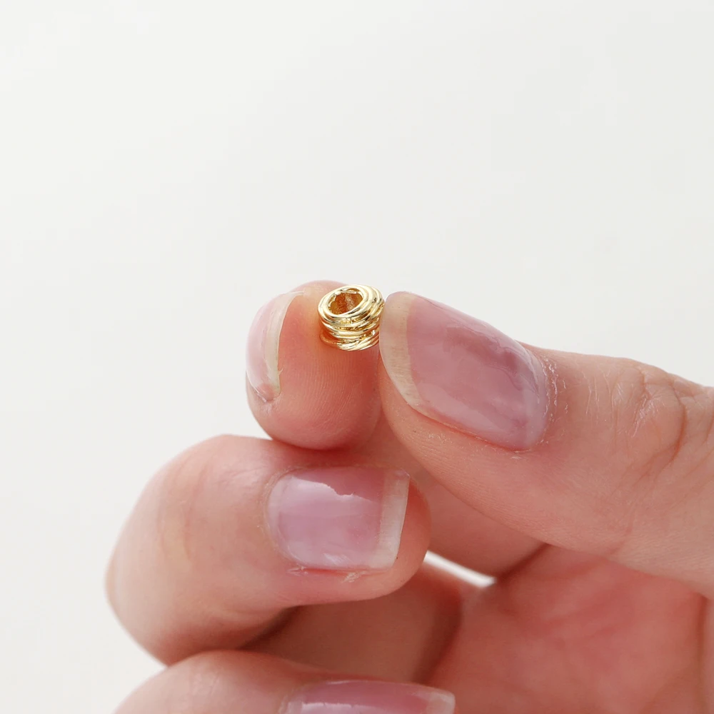 10/30/50 개/갑 14K/18K 골드 도금 황동 직조 볼 스페이서 비즈 DIY 팔찌 목걸이 쥬얼리 액세서리 만들기