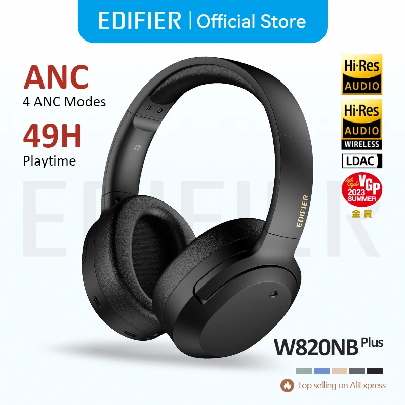 Edifier W820NB Plus 고해상도 무선 소음 차단 헤드폰, -43dB ANC, LDAC 코덱, 220g의 가벼운 오버이어 헤드셋, 49시간의 배터리 수명 title=Edifier W820NB Plus 고해상도 무선 소음 차단 헤드폰, -43dB ANC, LDAC 코덱, 220g의 가벼운 오버이어 헤드셋, 49시간의 배터리 수명 