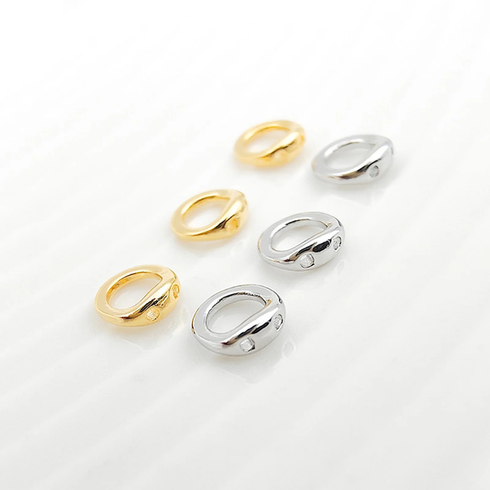 10pcs 황동 끝 구슬 팁 더블 구멍 커넥터 반지 목걸이 팔찌 쥬얼리에 대 한 엔드 캡 액세서리 5.5mm 직경 만들기.