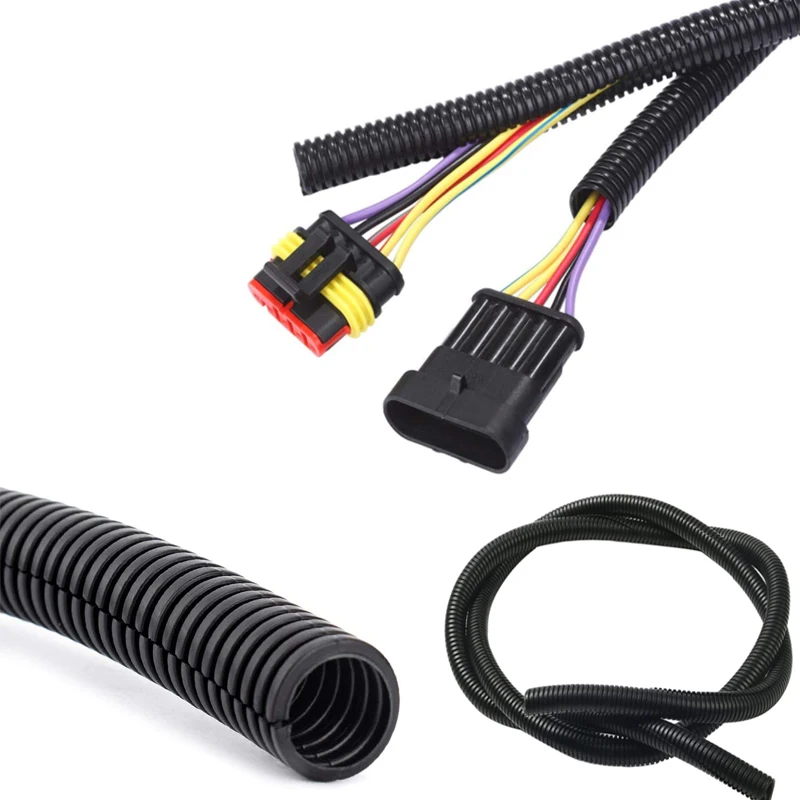 3/1m 절연 골판지 튜브 파이프 나일론 와이어 하네스 케이싱 케이블 슬리브 코드 덕트 커버 자동차 자동차 기계 라인 보호기