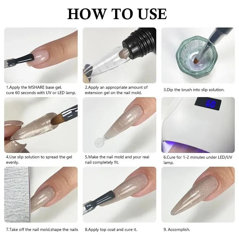 MSHARE 폴리젤 폴리 아크릴 젤 60ml 60g/30g 빌더 UV Led 아크릴 젤 손톱 확장 아크릴 핑크 화이트 클리어 프로페셔널