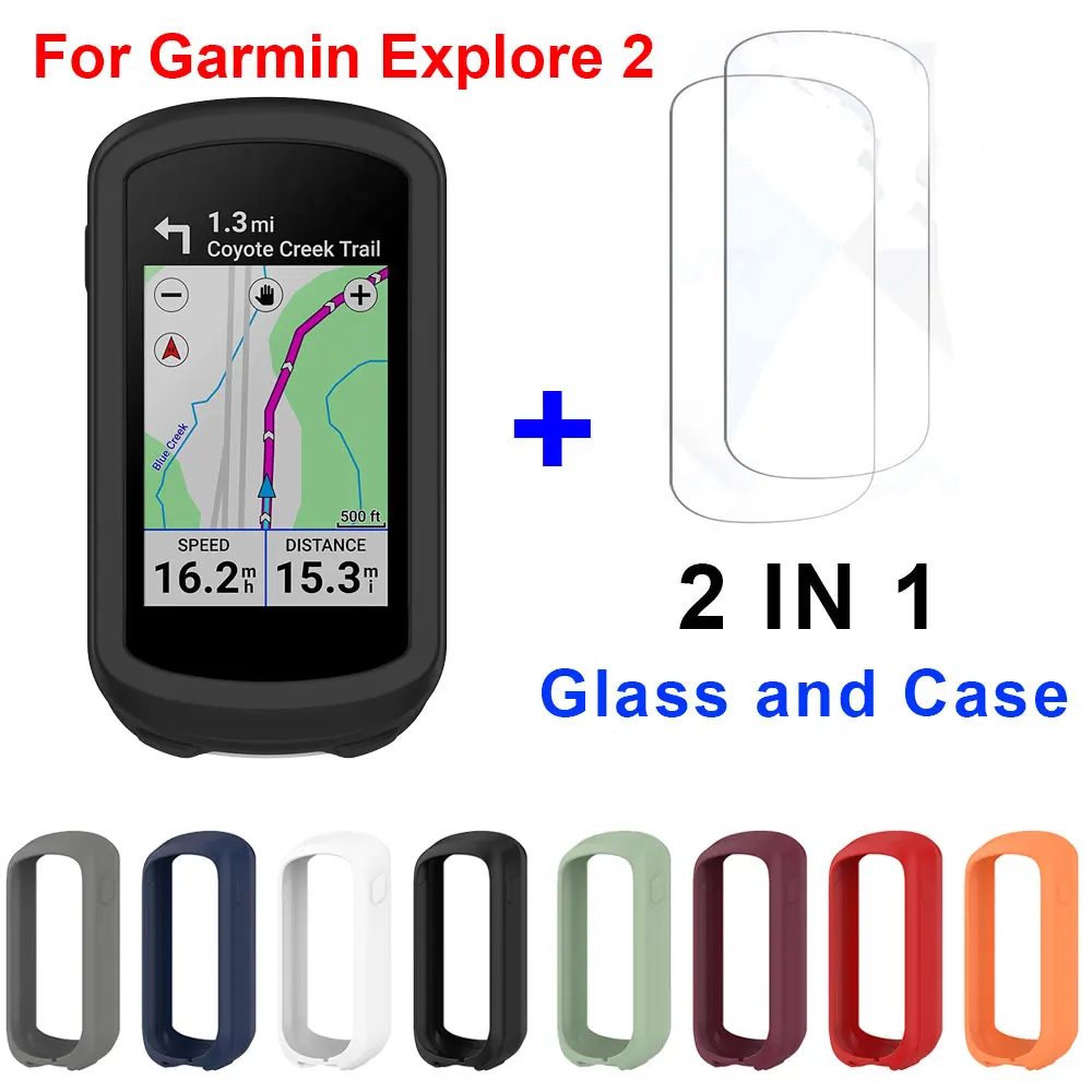 Garmin Edge Explore 2 보호 케이스 + 유리 필름 보호 커버 용 2 in 1 Garmin Explore2 용 자전거 자전거 실리콘 케이스 title=Garmin Edge Explore 2 보호 케이스 + 유리 필름 보호 커버 용 2 in 1 Garmin Explore2 용 자전거 자전거 실리콘 케이스 