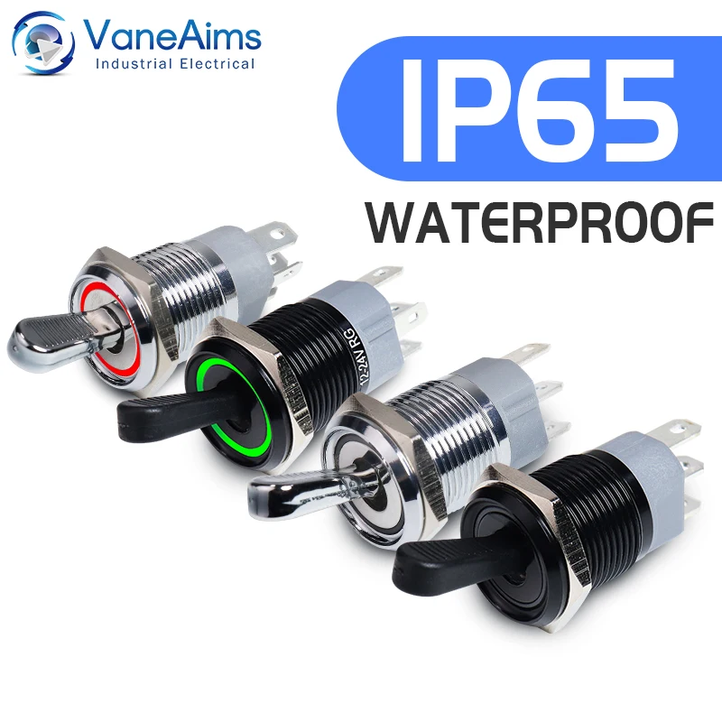 16MM 금속 토글 스위치 방수 LED 조명 자동 잠금 2 위치 On Off 마이크로 버튼 스위치 1NO1NC 15A 12V 220V 3pin/5pin title=16MM 금속 토글 스위치 방수 LED 조명 자동 잠금 2 위치 On Off 마이크로 버튼 스위치 1NO1NC 15A 12V 220V 3pin/5pin 