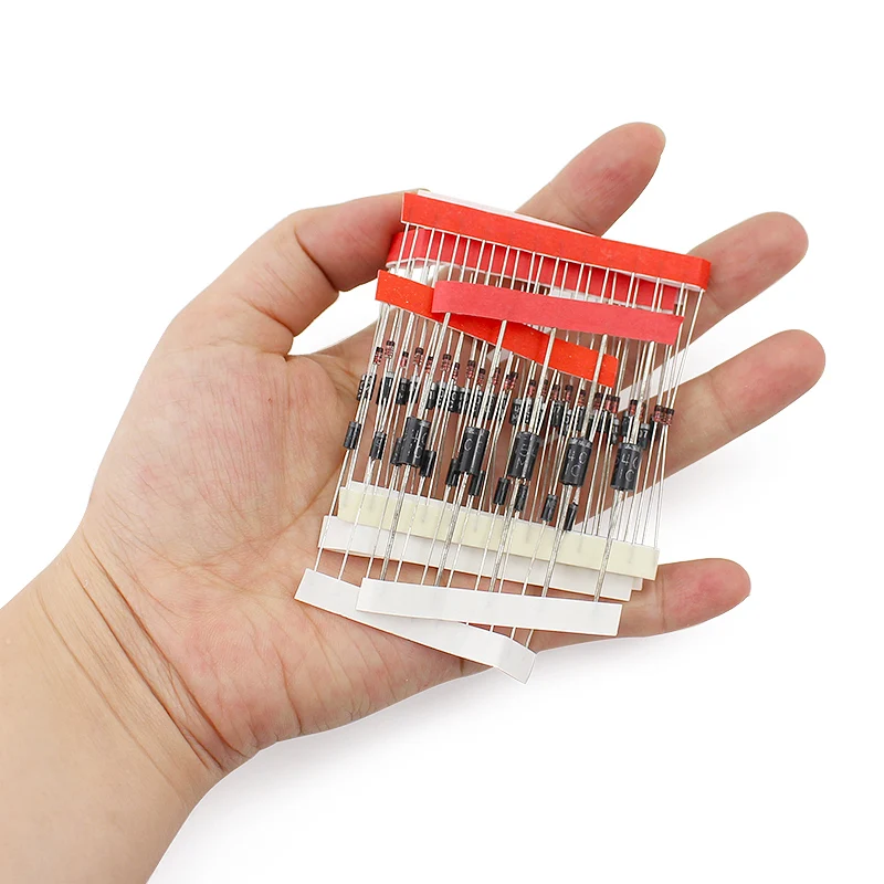 100 개/몫 정류기 다이오드 세트 팩 1N4148 1N4007 1N5819 1N5399 1N5408 1N5822 FR107 FR207 전자 부품 diy 모듬 키트