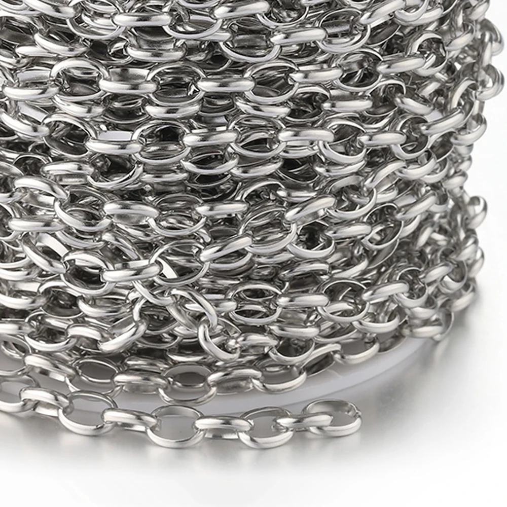 페이드 없음 1 미터 7.5mm 스테인레스 스틸 체인 골드 목걸이 롤로 팔찌 쥬얼리에 대한 강력한 링크 체인 액세서리 만들기 DIY