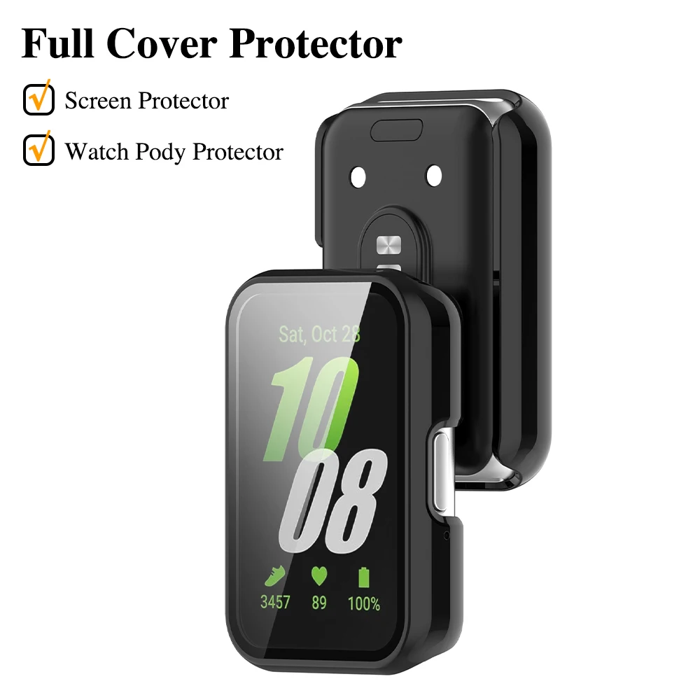 삼성 갤럭시 핏 3 용 유리 및 케이스, 강화 유리 스크린 보호대 및 하드 PC 보호 범퍼, 갤럭시 핏 3 액세서리