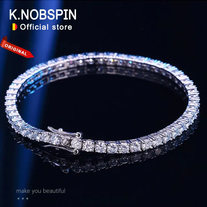 KNOBSPIN 4mm D 컬러 모이사나이트 테니스 팔찌 925 스털링 실버 도금 여성용 18k 화이트 골드 팔찌 남자 스파클링 파티 쥬얼리 도매, 3년 애프터 서비스 보증 제공 title=KNOBSPIN 4mm D 컬러 모이사나이트 테니스 팔찌 925 스털링 실버 도금 여성용 18k 화이트 골드 팔찌 남자 스파클링 파티 쥬얼리 도매, 3년 애프터 서비스 보증 제공 