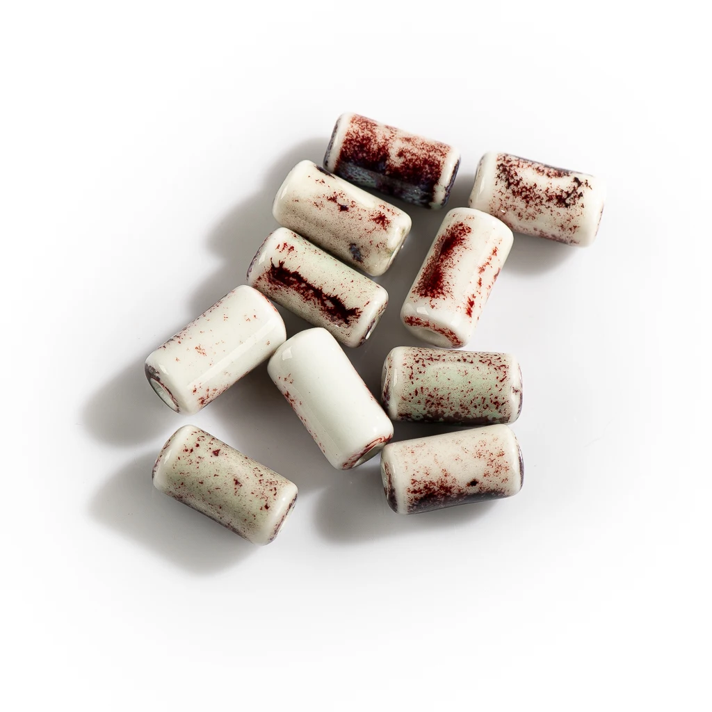 17 # 10pcs 작은 원통형 모양 세라믹 도자기 펜던트 쥬얼리 비즈 만들기 팔찌 목걸이에 대한 수제 재료 # XN190