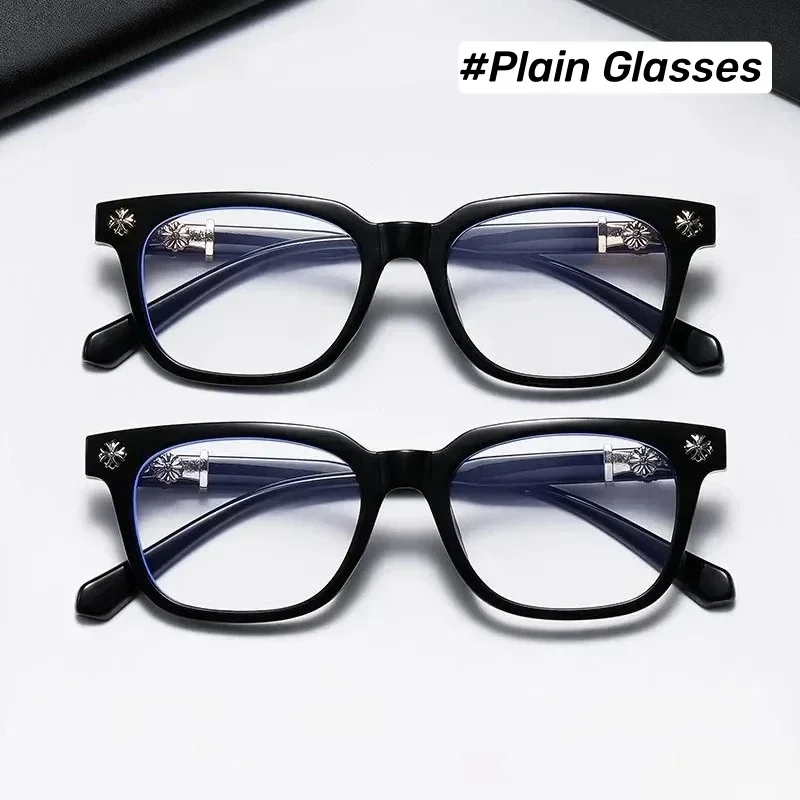 남성 여성 패션 새로운 레트로 전체 프레임 광학 안경 중립 맞춤형 대형 프레임 HD 안티 블루 라이트 광학 안경