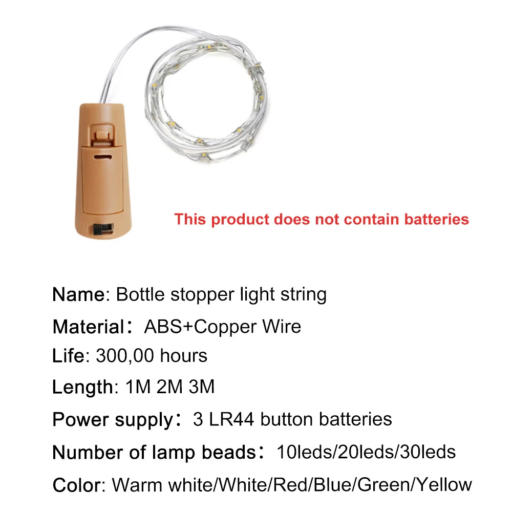 1M 2M 3M 와인 병 코르크 LED 문자열 조명 휴일 요정 조명 갈 랜드 크리스마스 트리 웨딩 파티 장식 바 병 조명