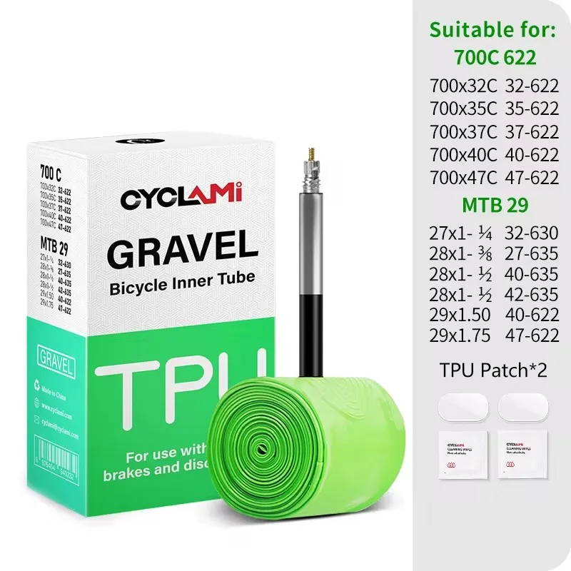 CYCLAMI 초경량 도로 MTB 29 자전거 TPU 내부 튜브 타이어 프랑스어 밸브 FV 45mm 자갈 700C 32C 35C 37C 40C 47C 슈퍼 라이트