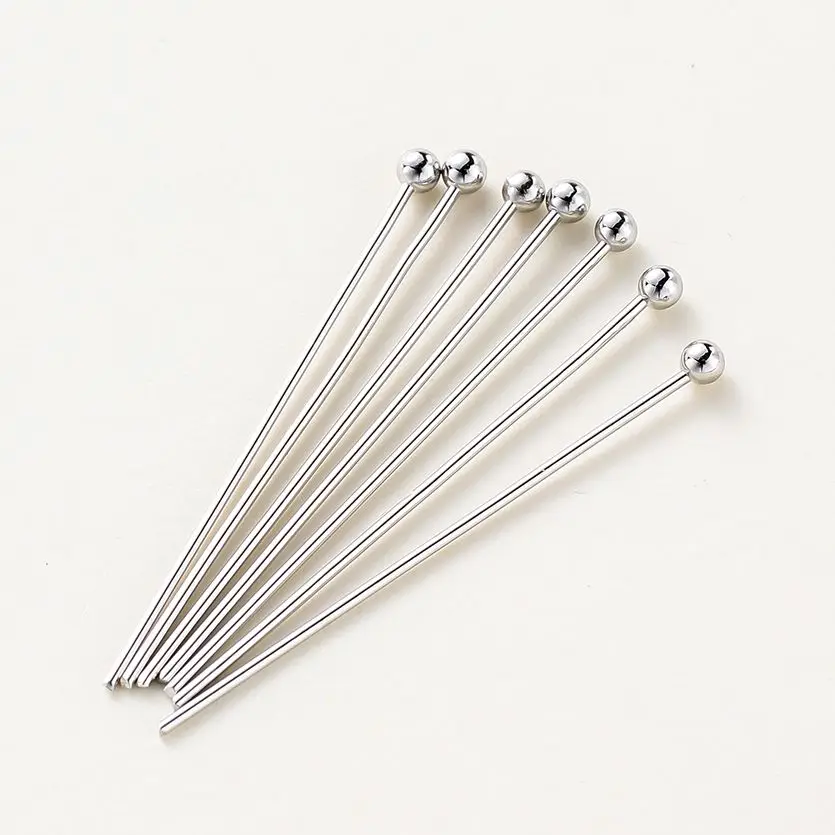 100 개/몫 14K 18K 골드 도금 16-50mm 볼 헤드 핀 DIY 쥬얼리 결과 만들기 황동 금속 플랫 헤드 아이 헤드 핀 용품