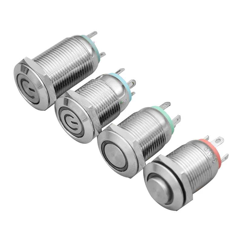 12mm 방수 금속 푸시 버튼 스위치 LED 조명 순간 잠금 자동차 엔진 PC 전원 스위치 3V 5V 12V 24V 220V 링 기호 title=12mm 방수 금속 푸시 버튼 스위치 LED 조명 순간 잠금 자동차 엔진 PC 전원 스위치 3V 5V 12V 24V 220V 링 기호