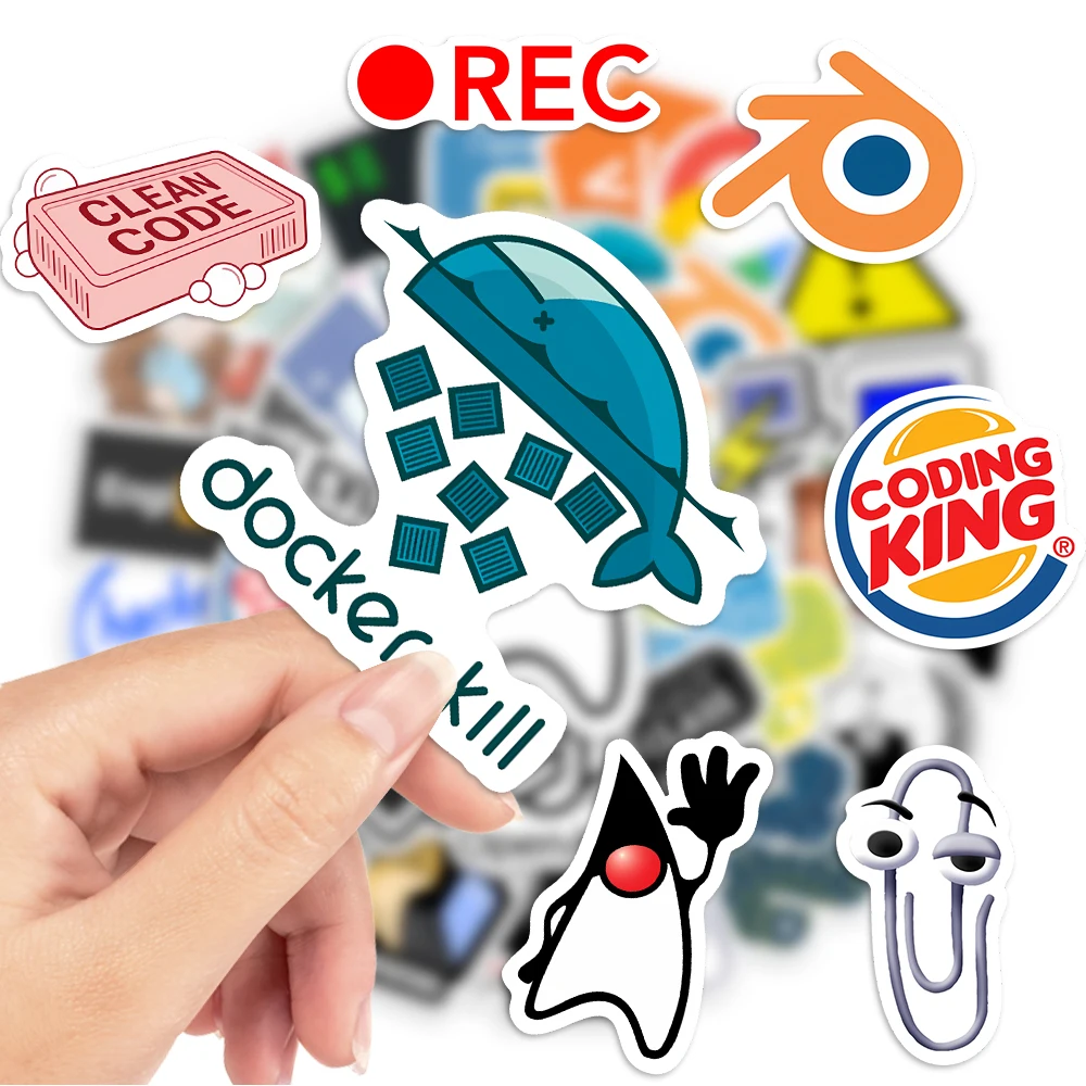 괴짜 개발자 스티커 프로그래밍 언어 응용 프로그램 로고 노트북 수하물 전화 장식용 방수 데칼