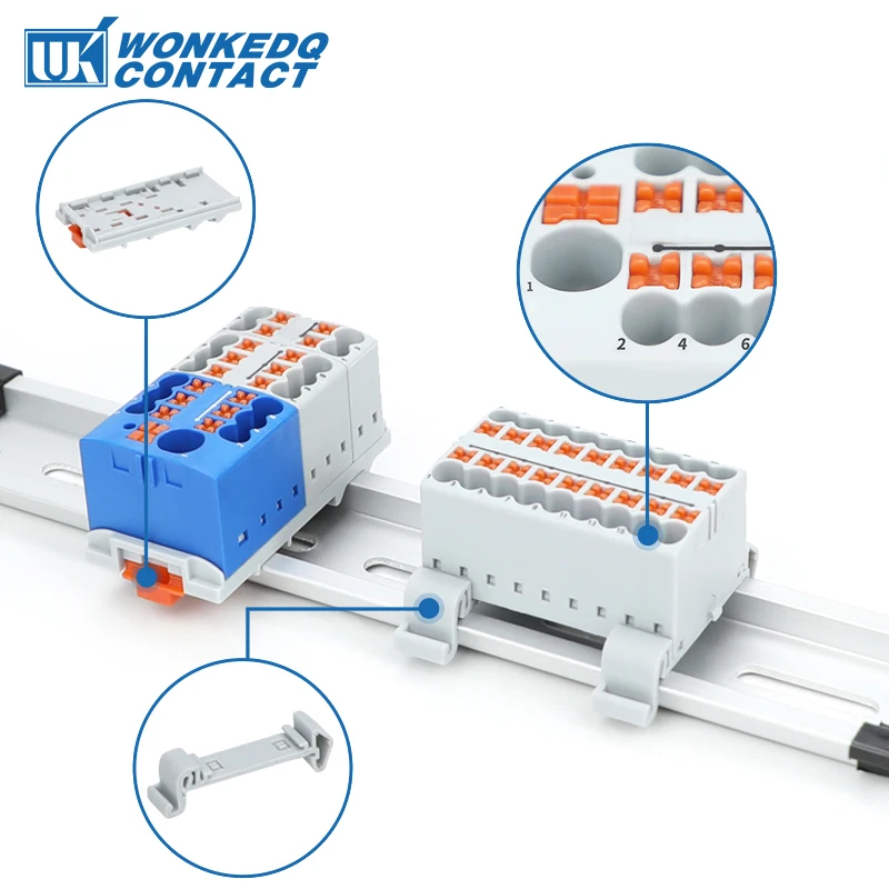 분배 블록 PTFIX 2.5mm² 2/4/6/7/12/13/18/19 연결 푸시인 전력 터미널 블록 커넥터 Din 레일 장착